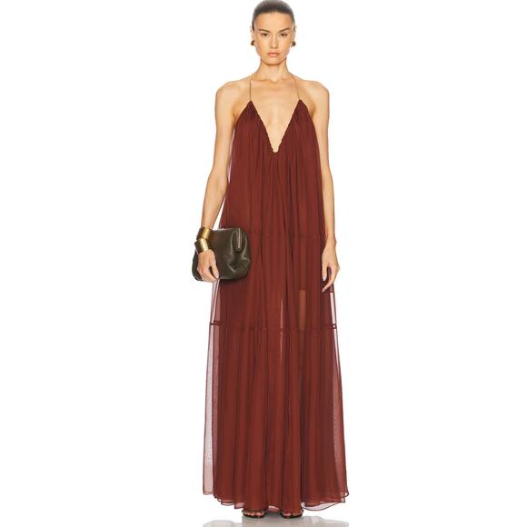 retrofete Arlet Chiffon Dress in Chestnut - Picture 5 of 16